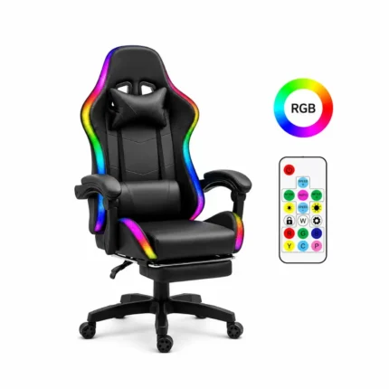 Silla Gamer Negra RGB YZ | Luces LED Multicolor y Diseño Ergonómico Premium